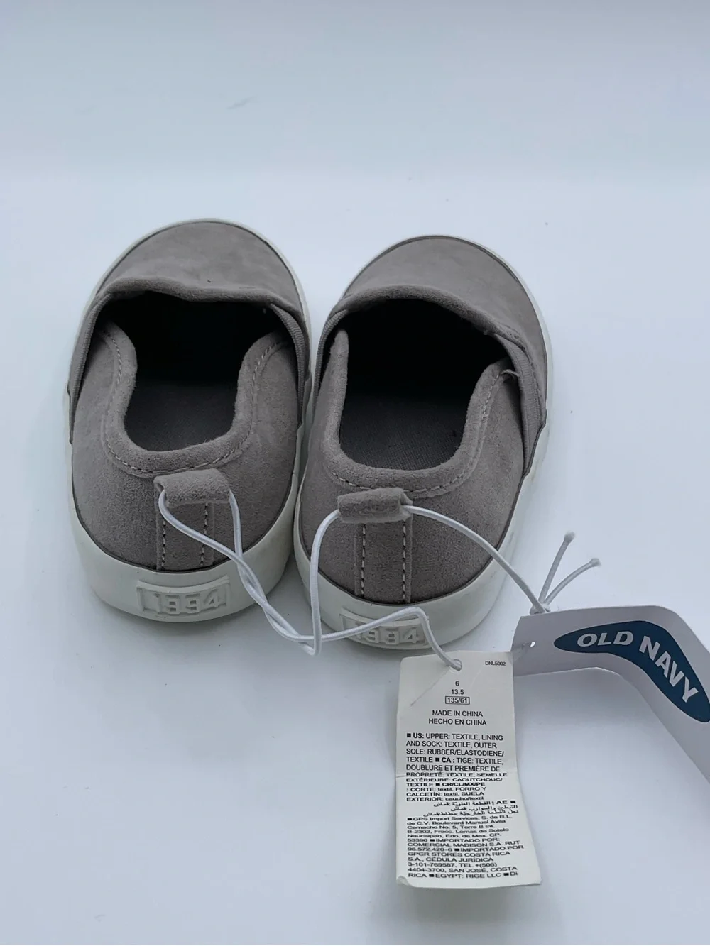 Old Navy Toddler Gray Slip-On Sneakers Faux Suede Shoes Size 6 Excellent Cond